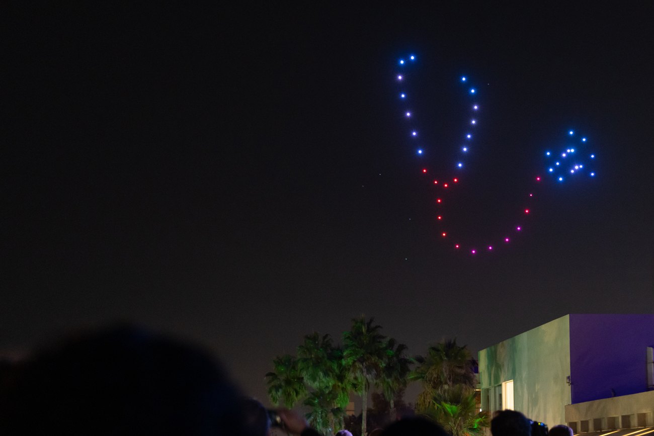 A drone display commissioned by Kaleidoscope for the WHO Regional Committee evening event.
